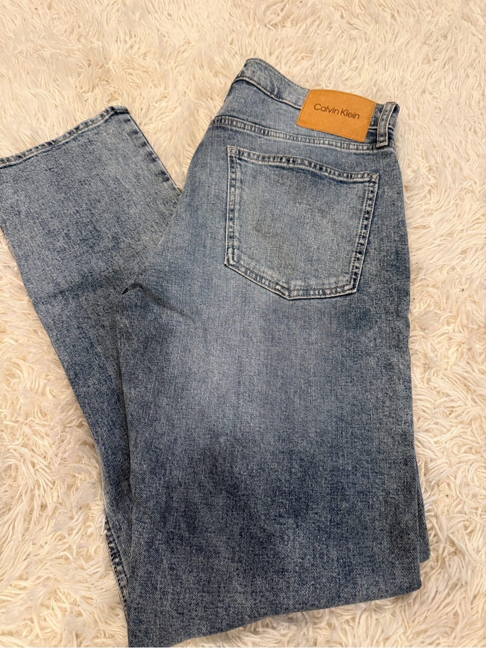 Calvin Klein Straight Fit Washed Blue Jeans